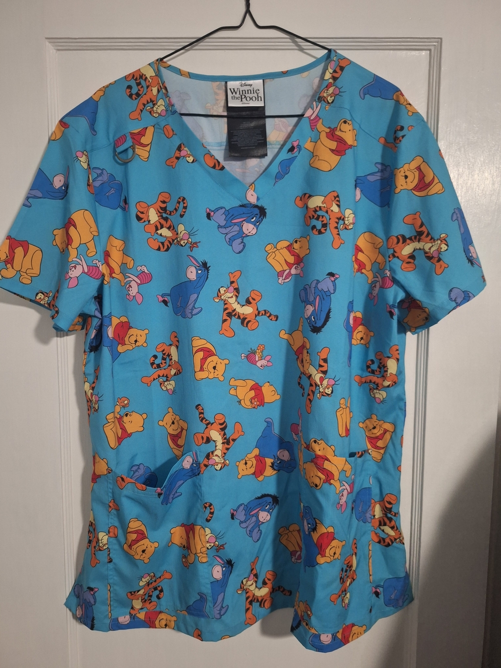 Disney Winnie the Pooh Multi-Color Character Scrub Top
